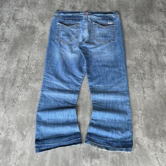 Vintage Y2K Baggy Wide Leg Skater Grunge Cyber Tech Streetwear Denim Jeans - Picture 1 of 5